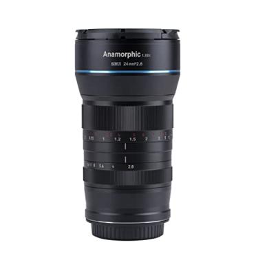 Imagem de SIRUI Lente anamórfica de 24 mm F2.8 1.33X APS-C lente de câmera para montagem L, flare azul