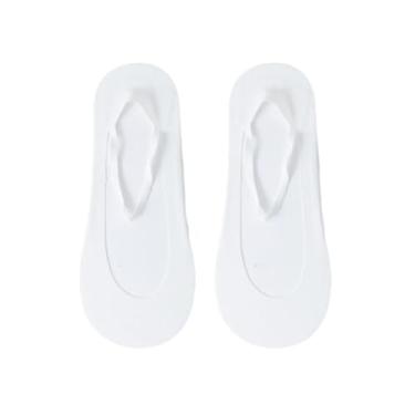 Imagem de chanstore 3 pares - Meias femininas com fundo de algodão puro para verão, finas, antiderrapantes, boca rasa, suspensório ultrafino, meias curtas invisíveis - branco
