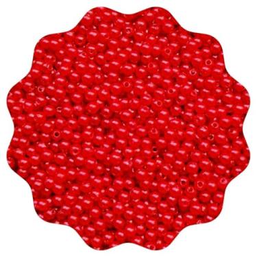 Imagem de 100g Miçanga Pérola 4mm Abs ou Leitosa Aprox 3800un Missanga Artesanato (Tradcional - Vermelho)