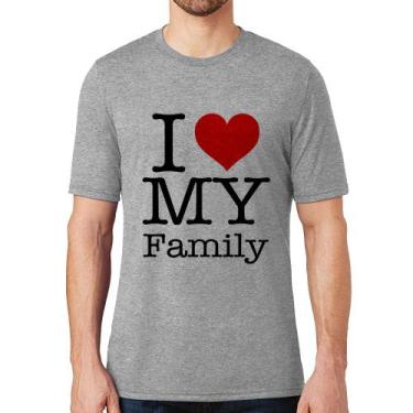 Imagem de Camiseta I Love My Family - Foca na Moda, Cinza, GG