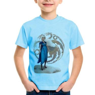 Imagem de Camiseta Infantil Daenerys Targaryen Art - Foca na Moda, Azul bebê, 4