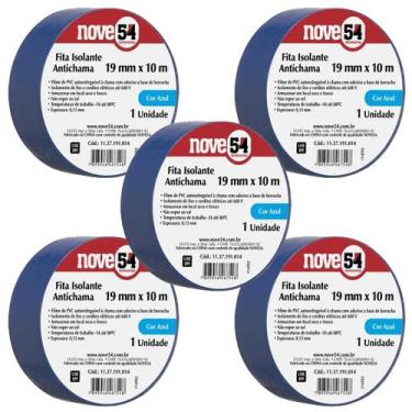 Imagem de Kit 5 fita isolante 19mmx10m azul 954 - VONDER