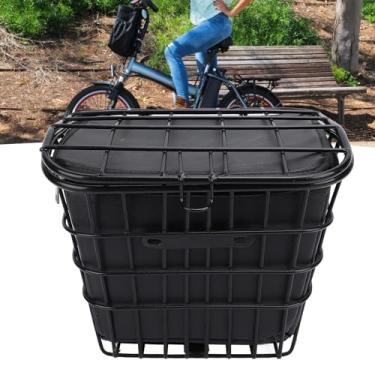 Imagem de Cesta Bicicleta Dobrável Frontal Grande Capacidade, Resistente à água, Com Bolsa Forro Removível para Scooters Bicicletas Elétricas