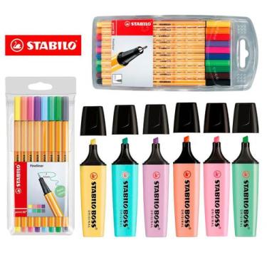 Imagem de Kit Marca Texto Stabilo Caneta Pastel E Normal Lettering