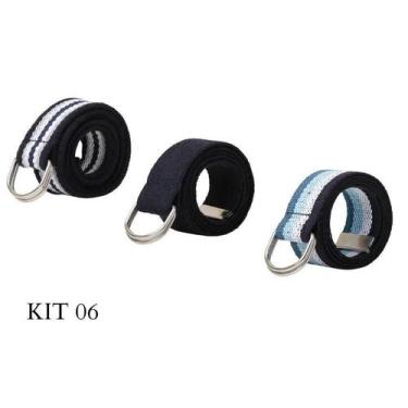 Imagem de Kit 3 Cintos Masculino Gorgurão Lona Esporte Fivela Argola - Bless Ace