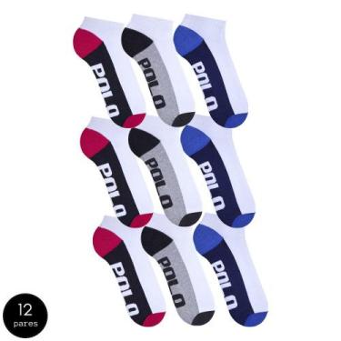 Imagem de Kit Meia Premium Algodão Invisível Soquete Esportiva 12 Pares Masculin