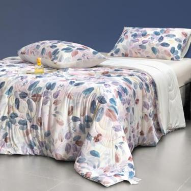 Imagem de LLanCL Cobertores refrescantes com estampa floral para quem dorme quente – cobertor legal como sorvete para o verão, edredom leve de dupla face (Queen Size 228,6 cm x 228,6 cm azul)