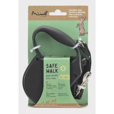 Imagem de Guia Retratil Safe Walk Mimo - Preta - 4m Fita - Cães até 11kg