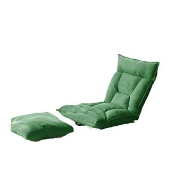 Imagem de ZABEES Banco de descanso para os pés, espreguiçadeira dobrável, varanda, lazer, ajustável, sofá preguiçoso, banco de tatami, removível e lavável, espreguiçadeira, para sala de estar, assento