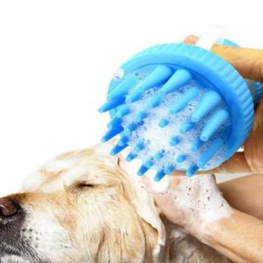 Imagem de Escova De Banho Pets Massagem Silicone Reservatório Shampoo - CLEANING