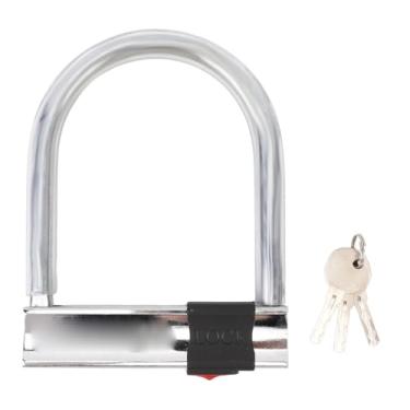 Imagem de Bicicleta U Bloqueio motocicleta U Lock de bicicleta elétrica u trava anti -roubo u Material de aço carbono Material de aço de carbono Segurança portátil u trava com 3 teclas para