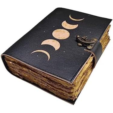 Imagem de Caderno de feitiços das fases da lua Grimório, livro das sombras, artigos de bruxaria, diário encadernado em couro, diário vintage, livro encantado das sombras, caderno vintage, diário, diário de livro (25,4 x 17, amarelo)