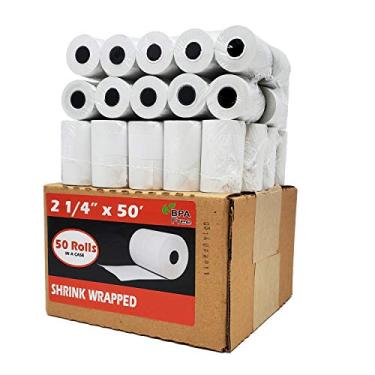 Imagem de BuyRegisterRolls Fita de papel tamanho 6 ou 6 x 15 m rolos de fita de papel térmico/papel de recibo para máquina de cartão de crédito como impressora quadrada | mini papel clover flex | verifone vx |