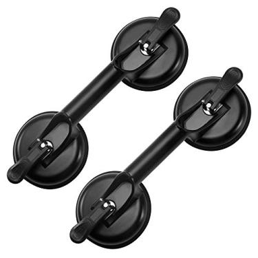 Imagem de FCHO Ventosas de vidro resistentes com alça de alumínio ganchos de suporte de vidro para levantar vidro grande/vidro móvel/almofada para levantar/fixador de amassados (pacote com 2)