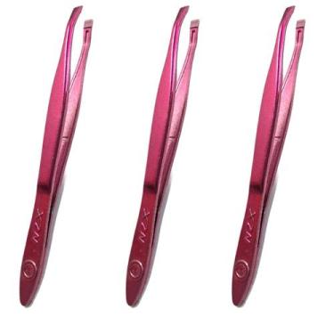 Imagem de Pinça De Sobrancelha Profissional Nzx Rosa Atacado 3 Uni