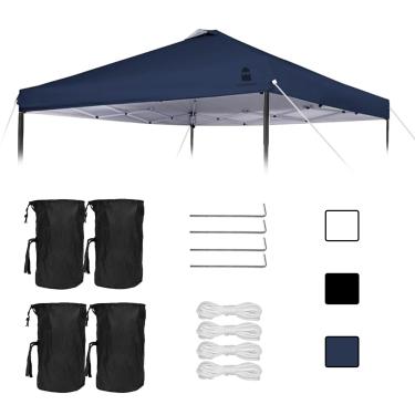 Imagem de MordenApe Capa De Reposição Para Toldo, Proteção Solar Gazebos Dobráveis 10X10 Polegadas, Toldo Tenda Com Cordas Ventilação, Cordão À Prova Vento (Azul-Marinho, 304 Cm X (Somente O Topo))