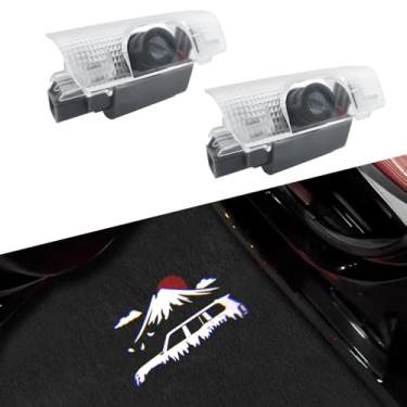 Imagem de 2 peças de luzes LED com logotipo para porta de carro compatíveis com Land Cruiser 250 2023-presente, projetor de cortesia a laser, luz de boas-vindas, acessórios de carro (Monte Fuji, para LC250 2023
