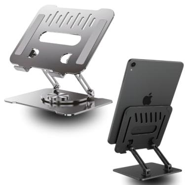 Imagem de Suporte Para Tablet Suporte para iPad e Kindle universal para todas as marcas, Samsung, Lenovo, ASUS, Positivo, HP – Alumínio Premium, Ajustável, Ergonômico, Giratório 360°, Antiderrapante, Leve