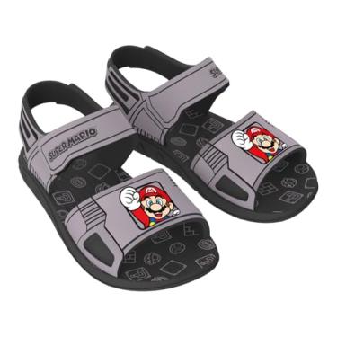 Imagem de Sandália Papete Infantil Menino Super Mario Grendene Kids Preto Ou Azul – Nº 25 ao 32/33 (Grafite, BR, Criança de 4 a 8 anos, Numérico, 25)