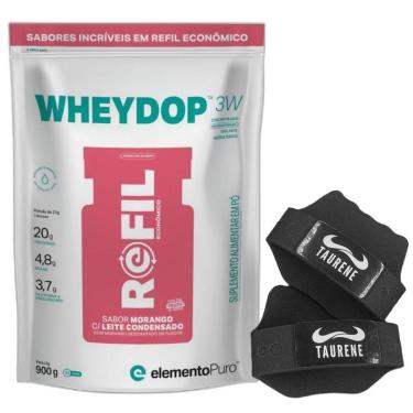 Imagem de Kit Whey Isolado Wheydop 900g Morango Luva - Elemento Puro-Unissex