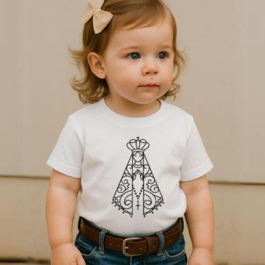 Imagem de Camiseta 100%Algodão Feminina Country Estampa Nossa Senhora Aparecida 