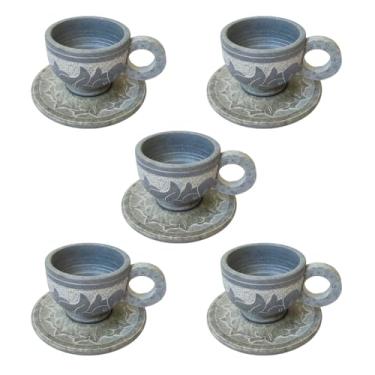 Imagem de Kit 5 Xicaras Pedra Sabão 150 ml Dia das Mães Mantém Sabor