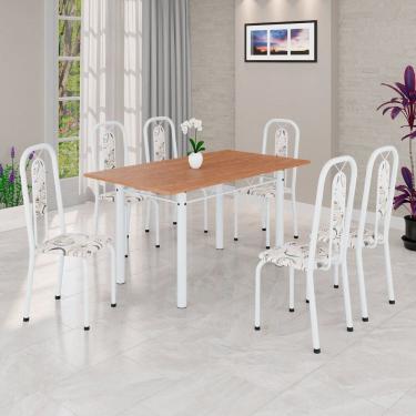 Imagem de Conjunto para Sala de Jantar com 6 Cadeiras Lívia Arabesco/ Branco