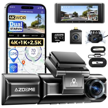 Imagem de Azdome M550 Max 3ch Dash Cam 4k Câmera Veicular 128Gb Com Kit 24h