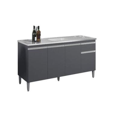 Imagem de Balcão Para Pia Tatiane 150cm 4 Portas 1 Gav - S/Tampo Cinza - Ajl Móv