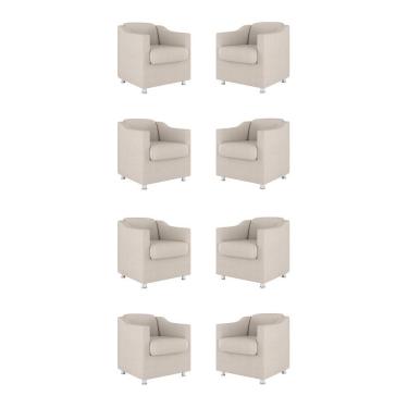 Imagem de Kit 08 Cadeiras Poltronas Decorativas Sala De Espera Clinica Tecido Cor:bege