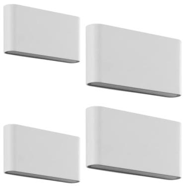 Imagem de Kit 4x Arandela Externa Slim Pastilha Alumínio Branca Facho Duplo LED 3000K 12W IP45 Bivolt