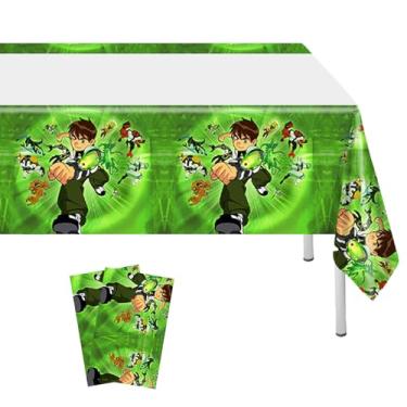 Imagem de 2Pcs Ben-10 Tablecloth Disposable Tablecover Birthday Party Supplies and Decorations for Kid Boy Baby Shower Rectangle Tables 70"X42",plates and napkins