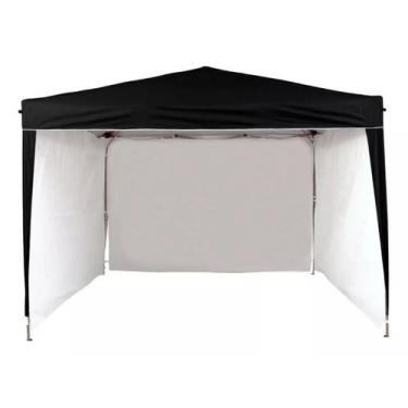 Imagem de Gazebo 3x3 PC Preto + 4 Paredes Ráfia Branca - Tendas Wild