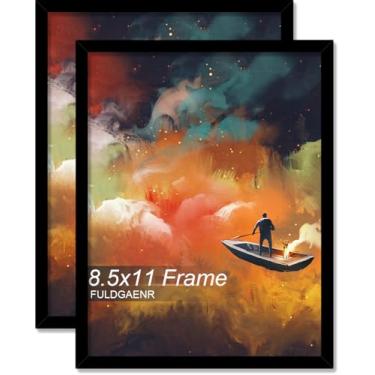 Imagem de FULDGAENR Conjunto de 2 porta-retratos de 21,5 x 28 cm, molduras pretas para certificado de pôster fotográfico de 21,5 x 28 cm, moldura de parede/mesa de alta transparência com visor vertical