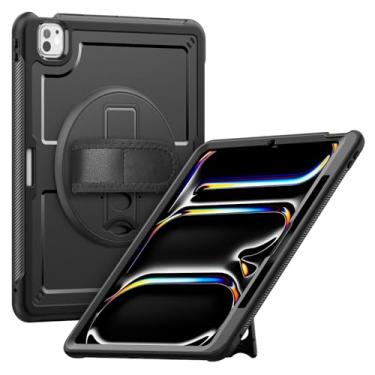 Imagem de GYWLH Capa para iPad Pro 13 polegadas 2024 (M4), design leve à prova de choque com suporte para lápis/protetor de tela/alça de mão giratória, capa protetora para iPad Pro13 7ª geração (A2925, A2926