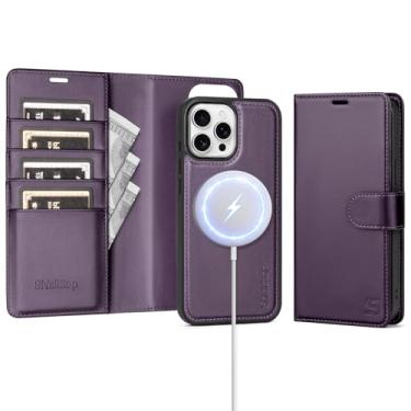 Imagem de Shieldtop Compatível com Magsafe Magnetic 2 em 1 Capa carteira destacável para iPhone 13 Pro com compartimento para cartão de crédito, homens e mulheres, couro PU bloqueio RFID Flip Kickstand para