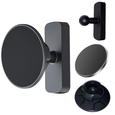 Imagem de Elecphbo Suporte magnético de telefone para academia - Base de liga ajustável de 360° com ímãs N52, compatível com MagSafe iPhone 12-16 e Android, suporte seguro de telefone de academia para