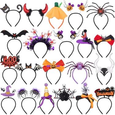 Imagem de BQTQ 21 Pieces Halloween Headbands Halloween Element Costume Spider Witch Hat Headband Hair Accessories for Cosplay Party Favors