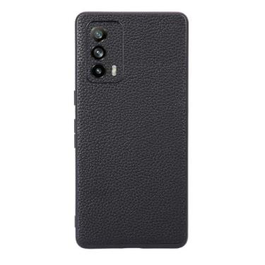 Imagem de Capas Compatível com OPPO Realme X7 PRO Ultra,Design de grão levantado de superfície,Proteção contra queda,Anti impressão digital,Anti arranhões,Aparência de couro de imitação de plástico macio-Black