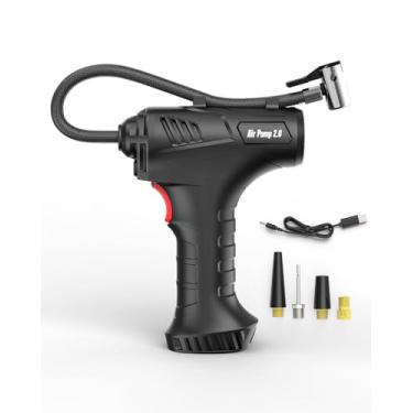 Imagem de OnBrand Inflador De Pneus Sem Fio, Bomba Compressora Ar 150 Psi Com Manômetro Digital, Bateria 4000 Ma, Led E 4 Bicos Gás, Portátil Para Carro, Caminhão, Bicicleta Bola