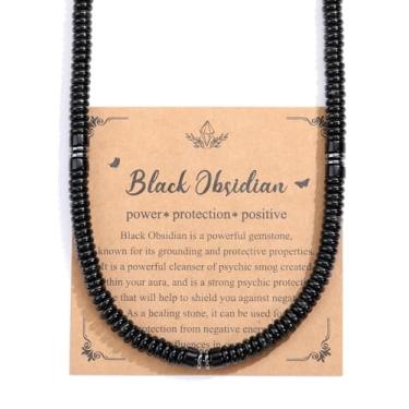 Imagem de Jovivi Colar De Contas Obsidiana Preta 6 Mm Para Homens E Mulheres, Pedras Verdadeiras, Cristais Naturais Cura, Hematita, Joias Artesanais Com Preciosas