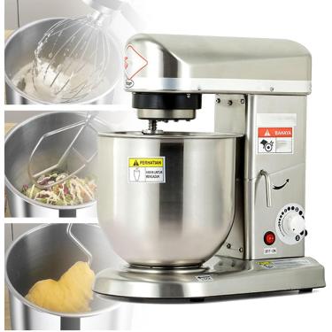 Imagem de Batedeira Elétrica, Batedeira Comercial De 10l Com Batedeira De Cozinha De Pulso, Batedeira De Bolo De Cabeça Inclinada De 3 Velocidades Com Tigela De Aço Inoxidável, Gancho De, Silver