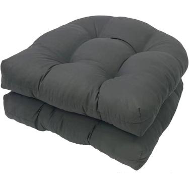 Imagem de Almofadas De Pátio Almofadas De Cadeira Ao Ar Livre Confortáveis Almofadas De Assento De Vime Para Jardim 18.9" X 18.9", Pacote Com 2, Dark Gray, 48 * 48cm