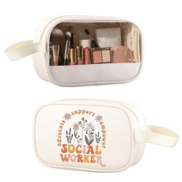 Imagem de ENSIANTH Presente de agradecimento de assistente social MSW presente de formatura voluntário bolsa de maquiagem transparente apoio a advogados Empower BSW Gift, Social Worker transparente, Bolsa de