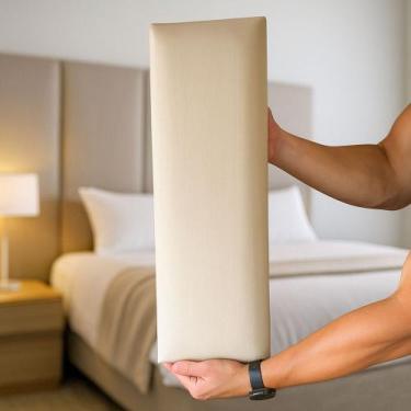 Imagem de Cabeceira Cama Box Estofada Lux 1,60 x 56cm - Areia com 8 Modulos - Qu