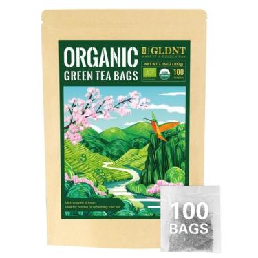 Imagem de Saquinhos de chá verde orgânico GLDNT, chá verde orgânico puro natural