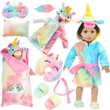 Imagem de Conjunto de roupas para bonecas e sacos de dormir XFEYUE American de 1