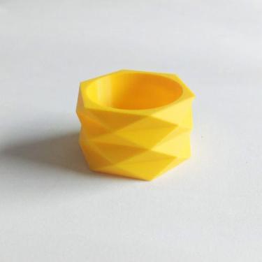 Imagem de 8 Argolas Para Guardanapo Geométrica - Mesa Posta - Toque 3D, Amarela