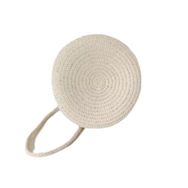 Imagem de Bolsa Circular de Crochê, Branca, com Alça de Ombro, Estilo Artesanal