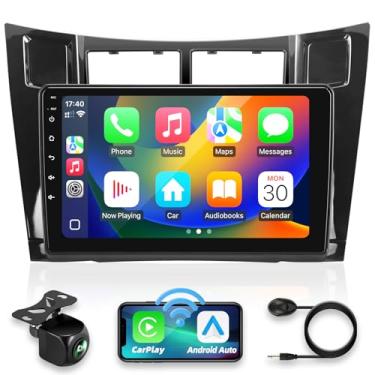 Imagem de Crownyu Rádio Toyota Yaris, compatível com Carplay sem fio, Android, atualização automática, Android, estéreo, Bluetooth, navegação, tela sensível ao toque, GPS FM, reprodutor multimídia, unidade de